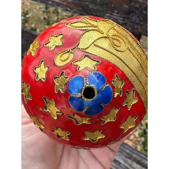 Vintage Cloisonne Bird Design Bulb Shaped Christmas Ornament - Picture 7 of 7